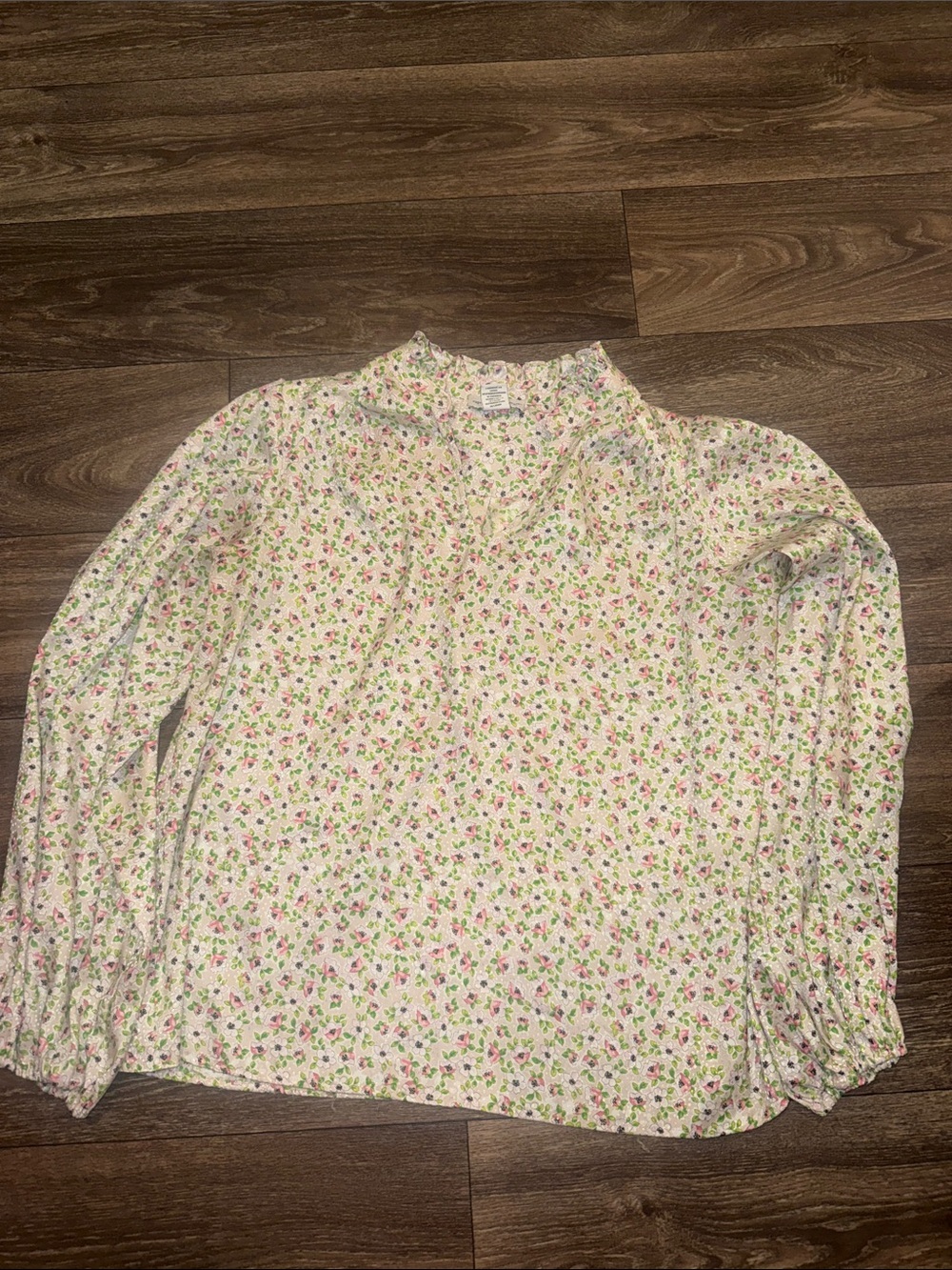 cupcakes & cashmere Cream Floral Ruffle Neck Blouse